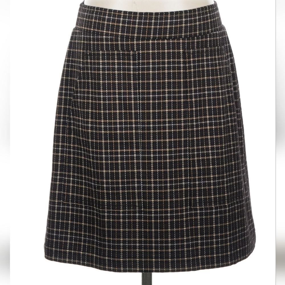 LOFT Red Brown Plaid Skirt With Pockets Size Small